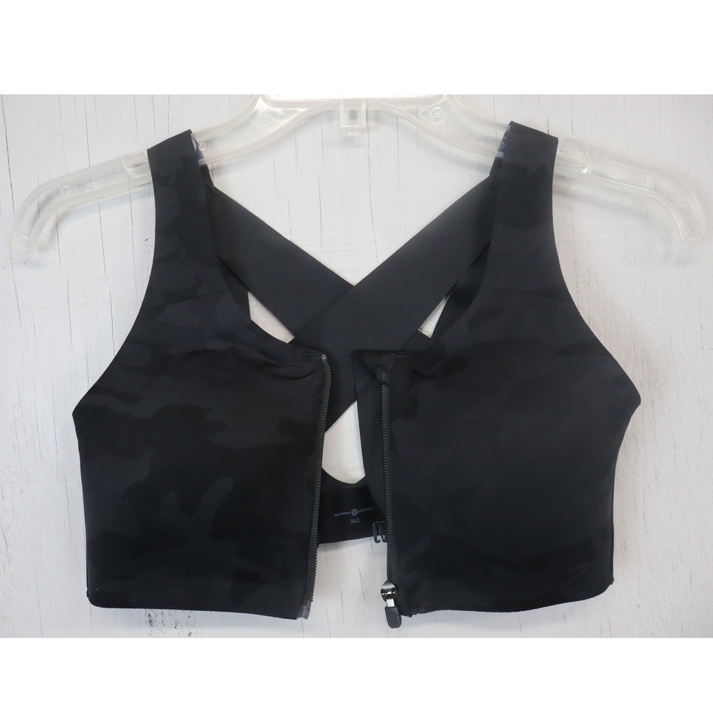 Lululemon Enlite Front Zip Sports Bra 34C Heritage 365 Camo Deep Coal Multi - Picture 2 of 6